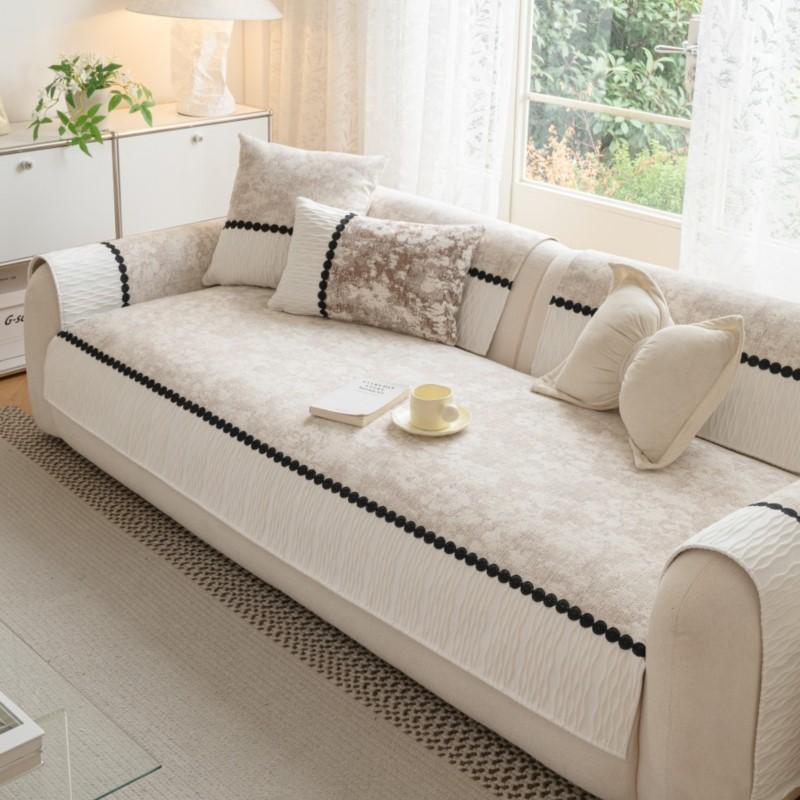 Non-Slip Sofa Protector Soft Anti-Skid Patchwork Sofa Mats Imitation Cotton Linen Sofa Armrests Cushion Sofa Cushion Cover