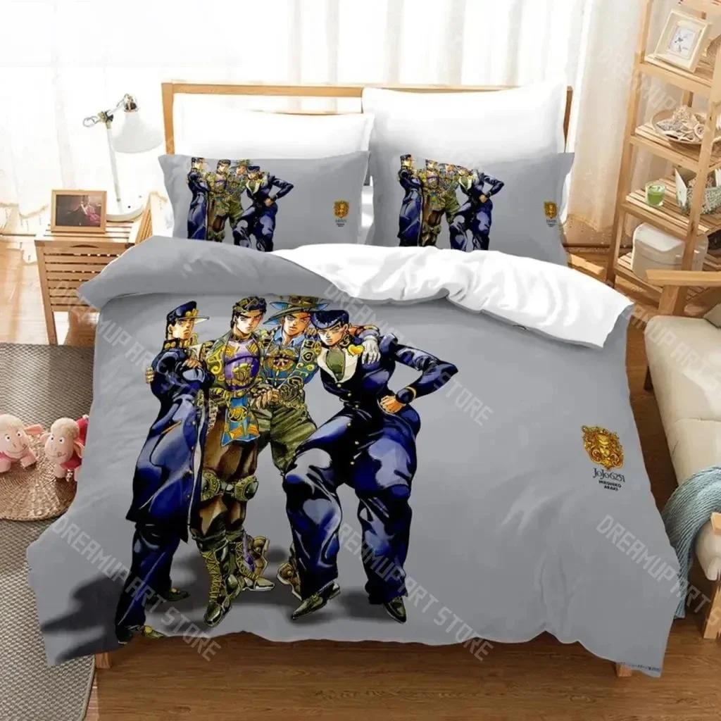 3D Print Anime JoJo Bizarre Adventure Jotaro Kujo Bedding Set Boys Girls Twin Queen Size Duvet Cover Pillowcase Bed Kids Adult