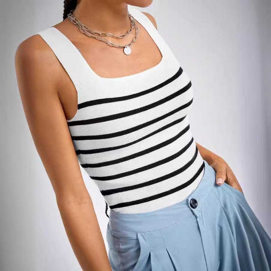 YYFS Women's Fashion Casual Summer Spring Stripe Print Sleeveless Suspenders Blouses & Shirts