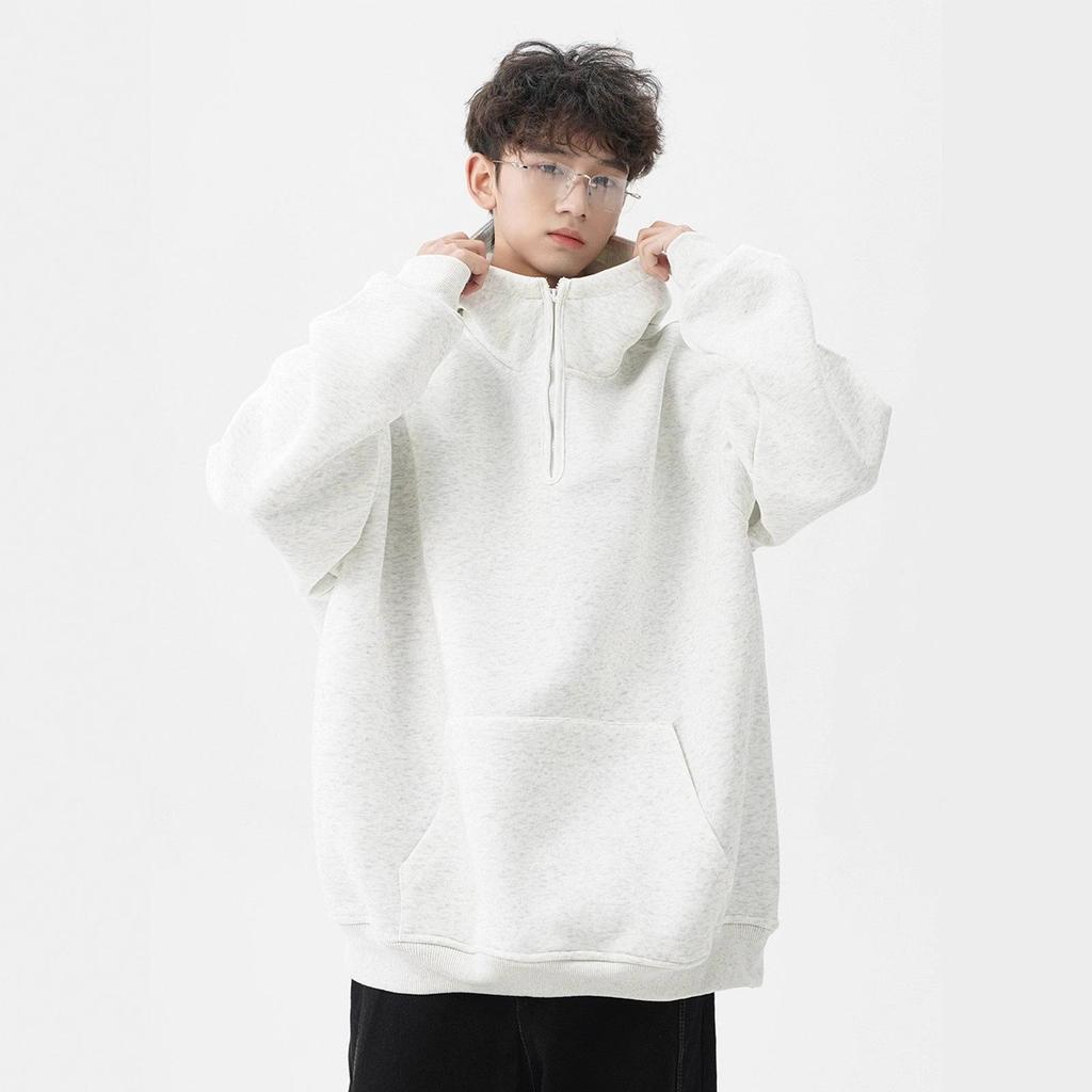 Men's Heavyweight Half-Zip Hoodie - New Spring/Autumn Design, Casual & Versatile High Street Loose Fit Hooded Jacket