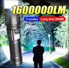 1600000 LM Superhelle Taschenlampe USB wiederaufladbar LED Langstrecken-Taktik-Taschenlampe Outdoor wasserdichte Camping-Angellaterne