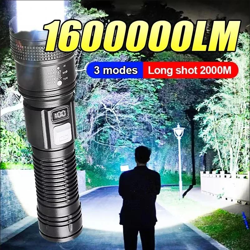 1600000 LM Superhelle Taschenlampe USB wiederaufladbar LED Langstrecken-Taktik-Taschenlampe Outdoor wasserdichte Camping-Angellaterne