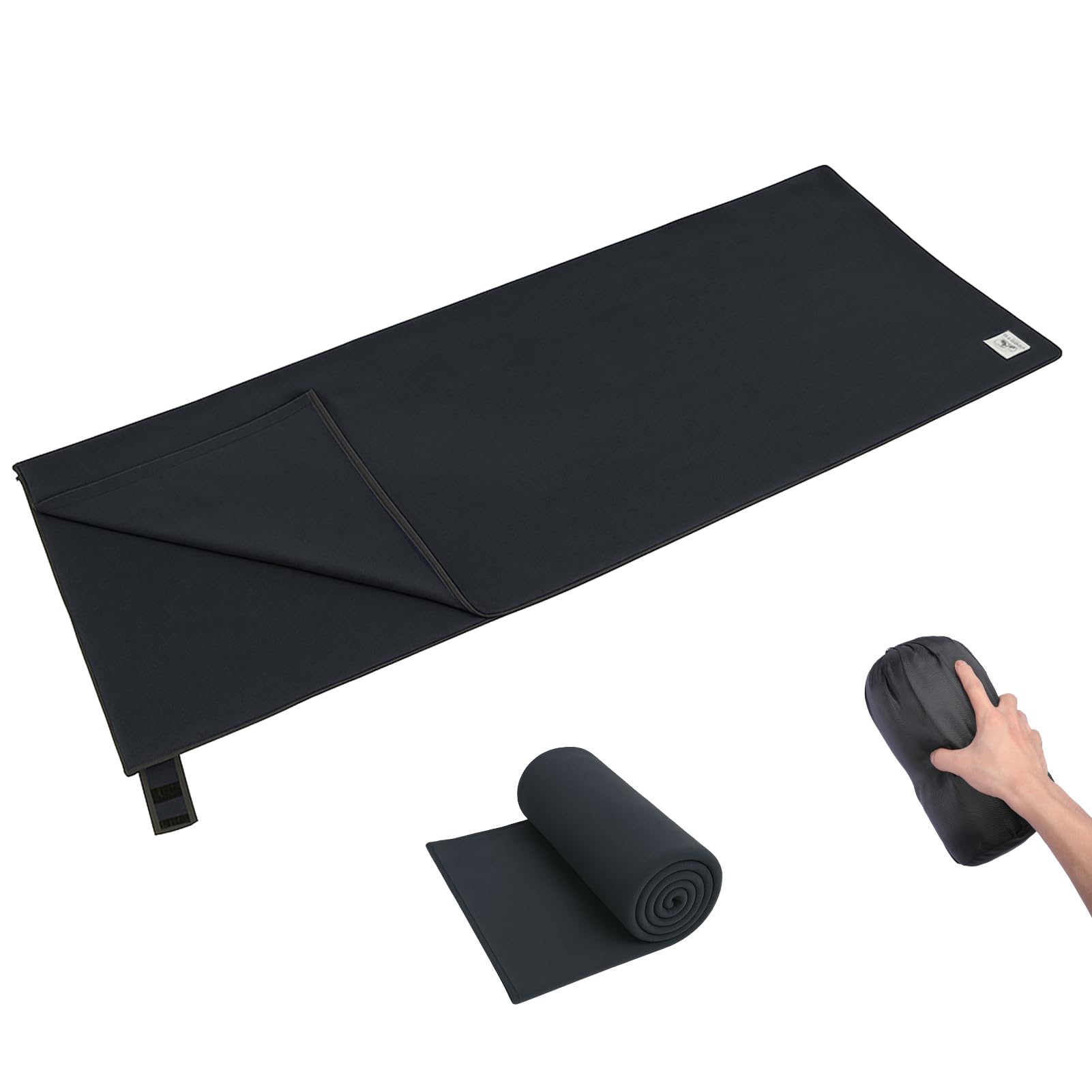 

YOGOTO Fleece Sleeping Winter Inner Sleeping with Storage for Outdoor Car and Disaster Preparedness Double-Sided Bag, Envelope-Style Blanket, чёрный