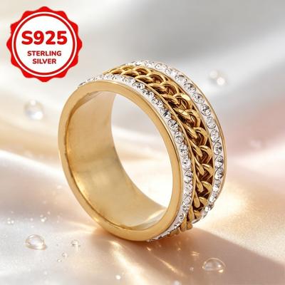 Ladies925Sterling Silver Ring inlay3A Zirconia Is the Perfect Birthday Gift, Effortlessly Stylish and an Ideal Choice for Christmas