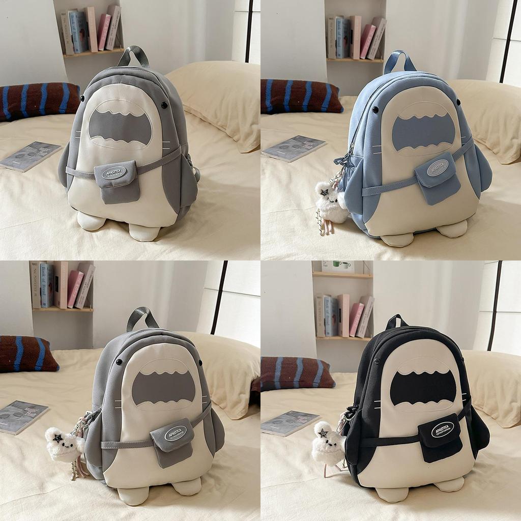 Carino Zaino Squalo Per Bambine Con Nylon E Design A Cartoni Animati Per L'Uso Scolastico