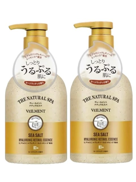 Veilment Natural Spa Sea Salt Body 400ml x 2 Bottles Woody Korean Cosmetics Scrub-in Soap, (Sage Scent)