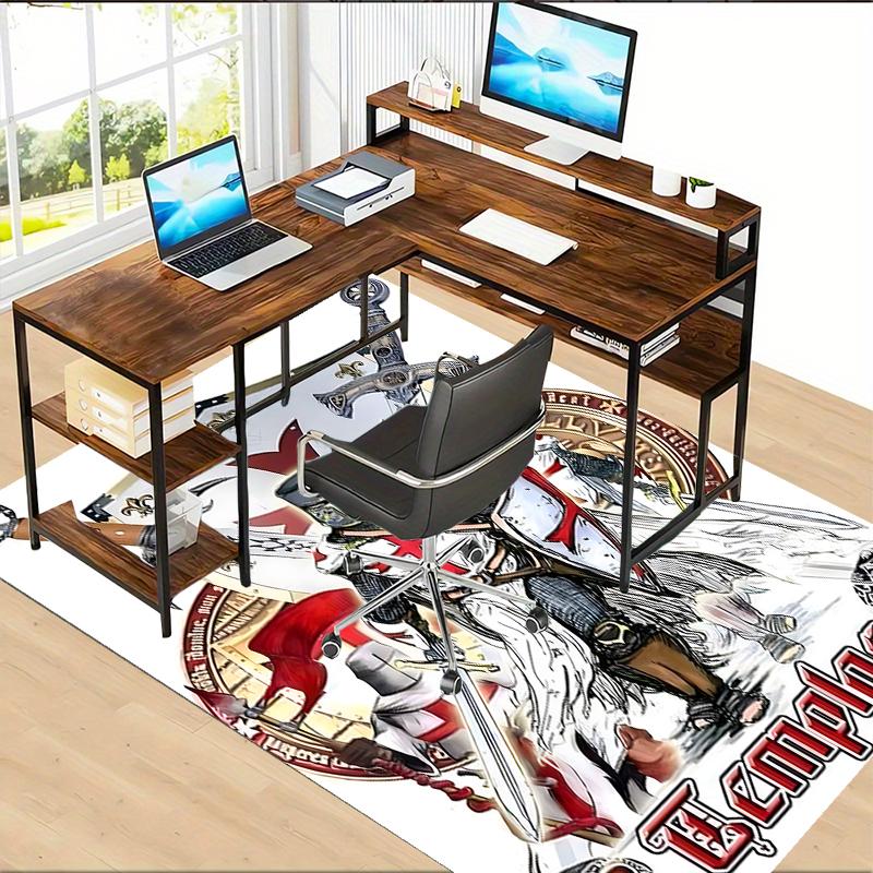 Cross Templars Knight Polyester Carpet, Soft Indoor Mat for Office Chair, Living Room, Computer Desk - Decorative Home Office Rug Design