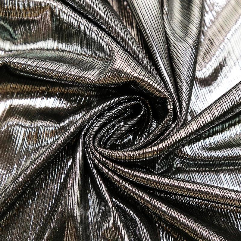 100/300/500cm Metallic Stamping Silver Shiny Fabric Bright Silky Fabric for Diy Sewing Dress Dance Stage Performance Clothes