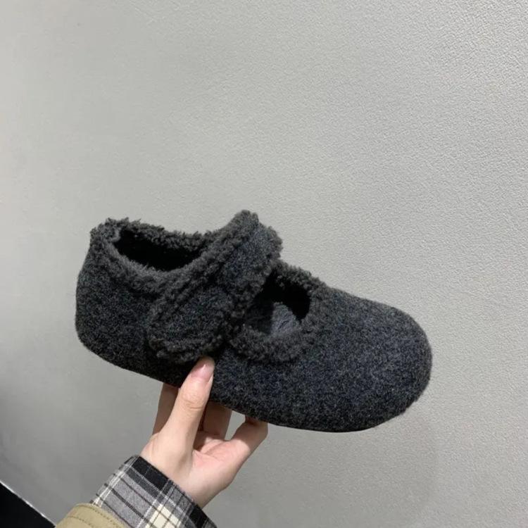 

Autumn and winter with skirts, warm and velvet Mary Jane shoes, fluffy shoes, inner height increase, single shoes, cotton shoes, woolen soft-soled 35