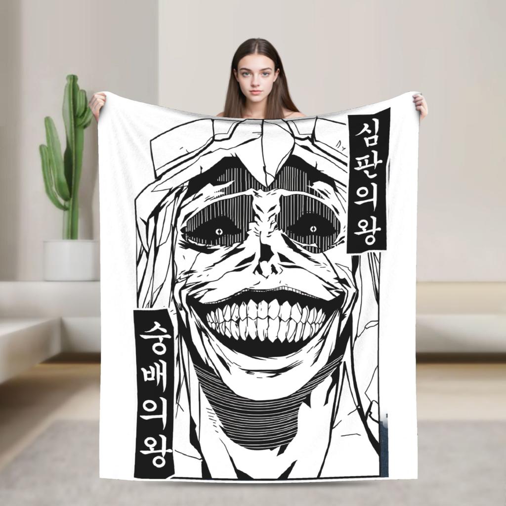 Solo Leveling Sung Jin Woo Wool Blankets Knight Killer Anime Fashion Throw Blanket for Bedspread 150*125cm Lightweight