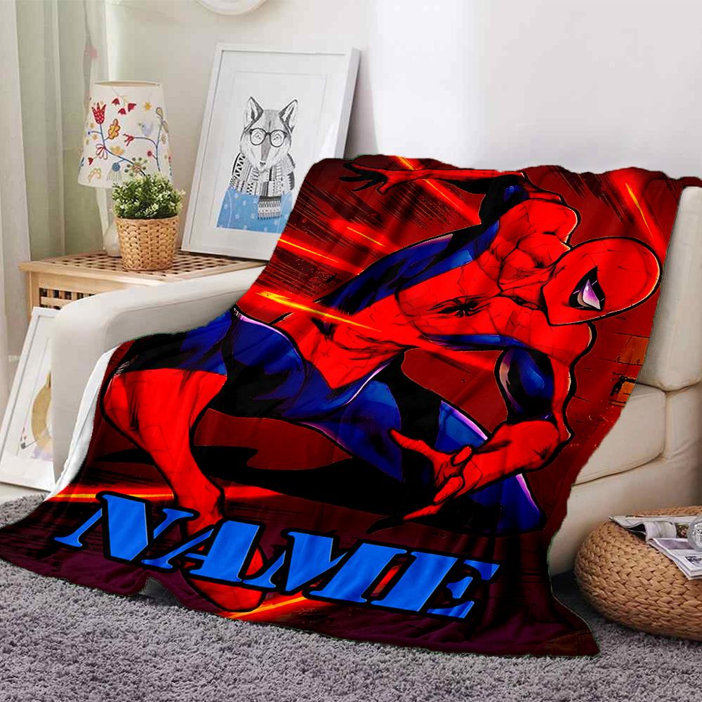 Customiz Name Personality Spider-Man Blanket Soft &Warm Sofa Office Bed Travel Lunch Break Blanket, Gift Suitable All Seasons