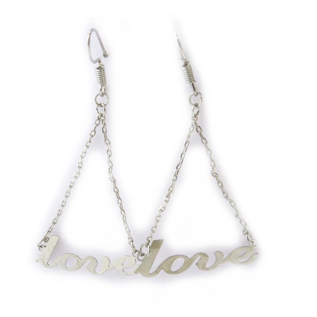 Les Trésors De Lily [M8122] - Silver 'Love' Designer Earrings