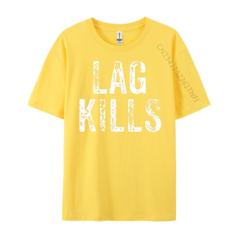 Funny Lag Kills Video Game Pc Hardcore Gamer Mens Clothing Breathable Vintage T Shirts Punk Style Tee