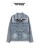 Women's Light Wash Soft Denim Lapel Jacket, Casual Loose Fit, 2024 New Autumn Style.
