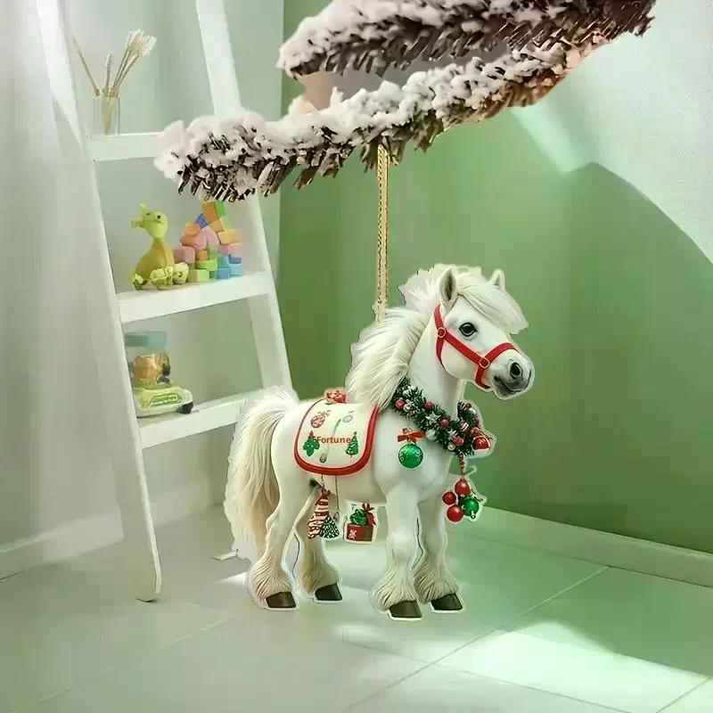 1/3 Stück Elegantes Weihnachts-Pferd 2D Acryl Dekorationen zum Aufhängen an Weihnachtsbäumen als Weihnachts-Heimdekorationen Weihnachtsfeier Geschenke