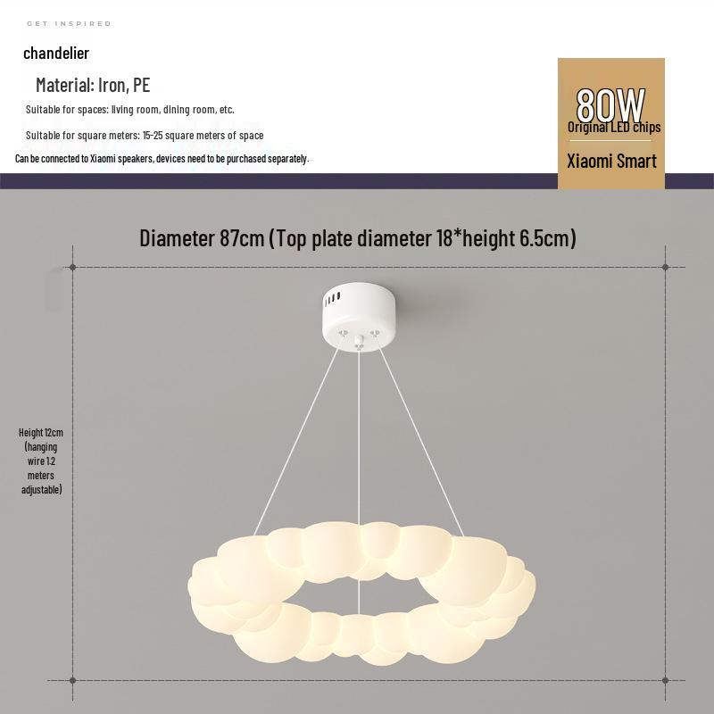 Nordic Modern Minimalist Cream Bubble Ceiling Light for Master Bedroom