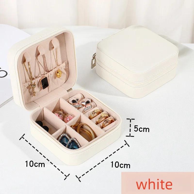 

Mini PU Leather Jewelry Storage Box Portable Family Travel Earrings Necklace Storage Box Female Ring Organizer Beauty Storage 1pc белый