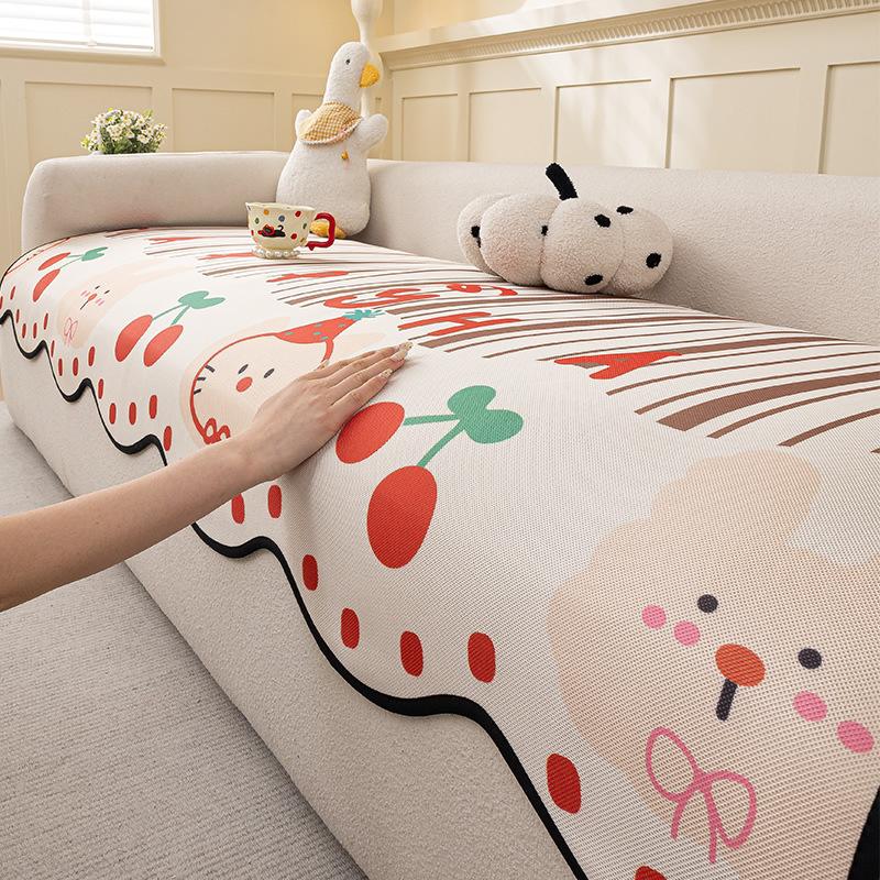 Nordic Style Light Luxury Fabric Sofa Cover Four-Level Universal Sofa Cover High-End Chenille Sofa Cushion