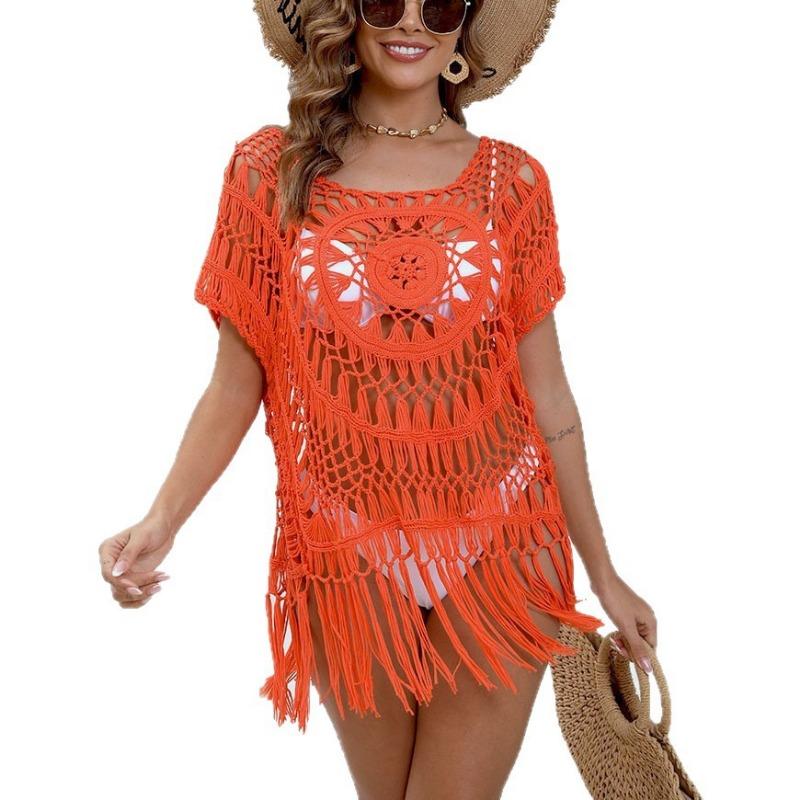 Women Crochet Hollow Tassel Beach Cover Up Sexy Swimsuit Cover
