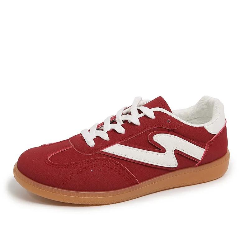 Fashion New Vintage Style Casual Women's Shoes Plus Size Color Block Sneakers Flat White Tenis Shoes with Rubber Sole for Adults