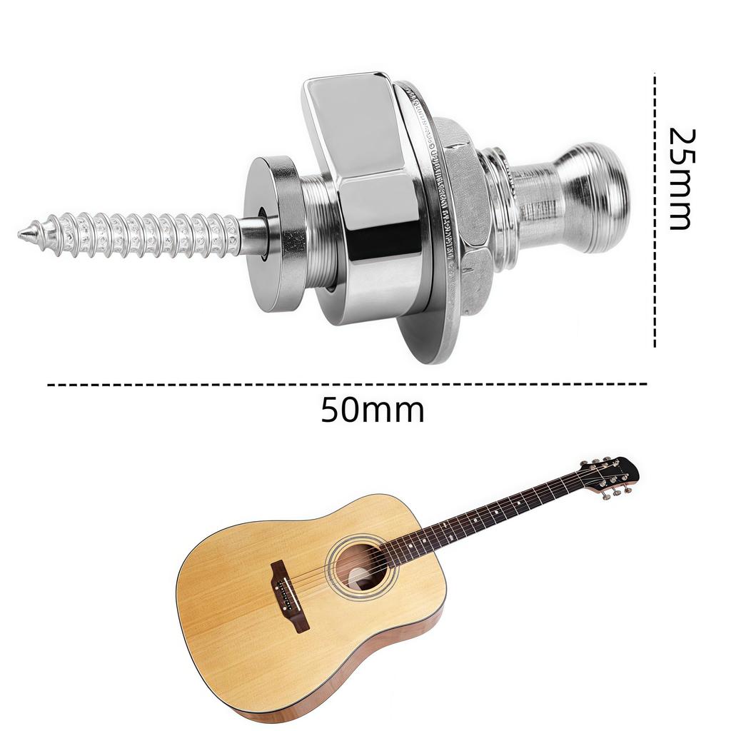 AkNebriax Set of 2 Silver Metal Guitar Strap Locks for Electric Guitars and Easy Basses. Anti-Slip, Anti-Drop, Installation. (Silver)