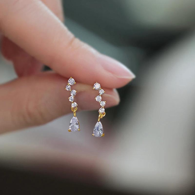 Simple And Exquisite Earrings For Women, Inlaid With Zircon Yellow And Gold Earrings, Fashionable Daily Wear