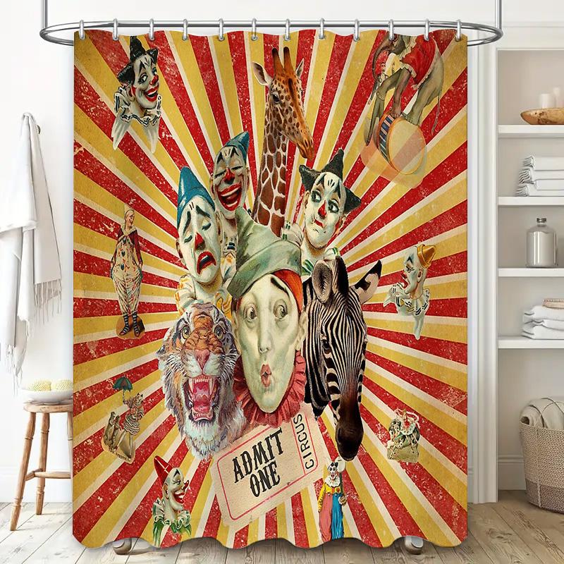 unframed Vintage Circus Tent Shower Curtain Set Bathroom Decor Hippie Psychedelic Backdrop Tapestry Home Decoration Wall Hanging