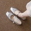 Women Mary Jane Shoes Fashion Square Toe Pleated Elegant Pearl Buckle Strap Low Heel Shoes Simple Versatile Comfort Soft Pumps