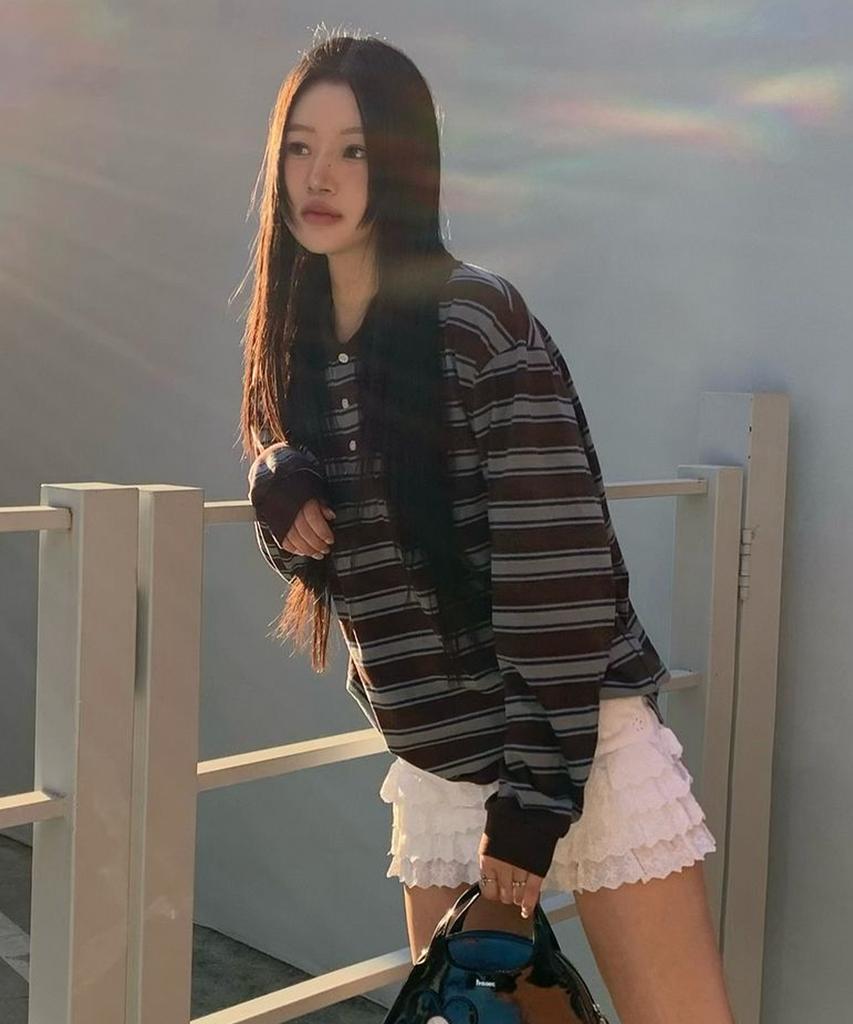 ROCKCAKE Striped Polo T-Shirt - Brown