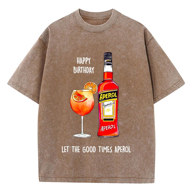 

Женские футболки с кислотной стиркой, топы с принтами Aperol Spritz, состаренный круглый вырез, оверсайз, хлопковые футболки, трендовая женская одежда 3XL