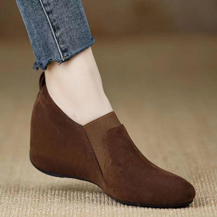 Pumps mit runder Spitze im französischen Stil zum Hineinschlüpfen Gommino Kaschmir2025Herbst Neu Hepburn-Stil Alles passend Damenschuhe
