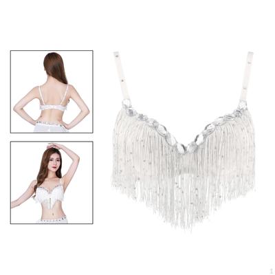 Dance Bra Top Women Ladies Sequined Costumes Fringe Tassel Tops