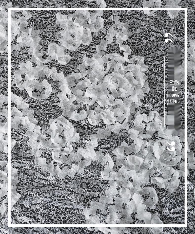 French 3D Petal Embroidery Lace Fabric for Wedding and Evening Gowns