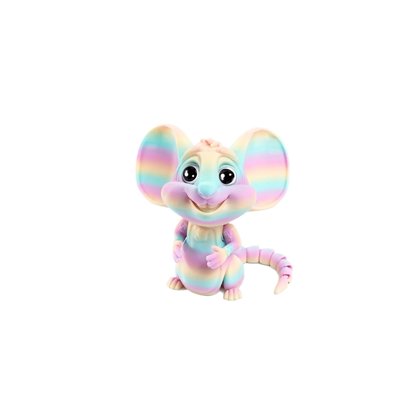 

3D Printed Mouse Animals Toys Cute Big Ears Mouse Figurine Articulated Fidget Toy for Home Desktop Decoration Gifts To Friends 6.2CM