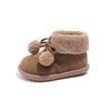 Girls' Korean-style lambswool collared cotton boots, new winter model, soft-soled, fleece-lined, thickened, warm toddler snow boots