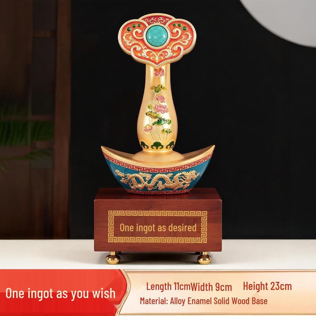 Ruyi Ingot Enamelware Ornament: Desktop Decoration for Good Fortune