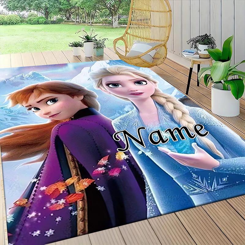 Custom Name Frozen Sisters Embrace Carpet Rug Customizable Soft Washable Anti-Slip Home Living Room Sofa Mats Personalized Rug. 0909282
