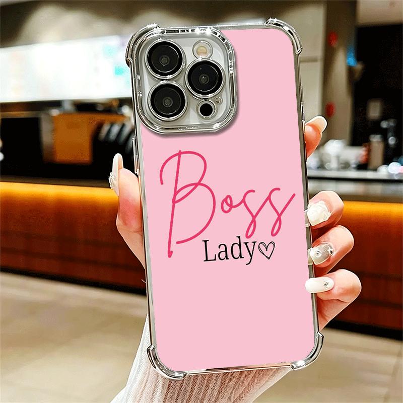 

Girl Boss Lady Pink Plating Phone Case For Iphone 16 17 Pro Max Air 16E 14 15 Plus 12 13 Mini Anti-Fall Airabag Cover iPhone 16 Pro Max