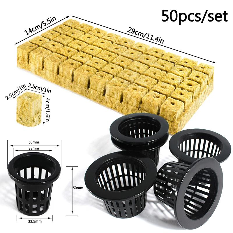 50PCS Hydroponic Planting Basket Mesh Net Sponge Fixator Container Aeroponic Veg Planter Plant Vegetable Growing Nursery Cup Pot