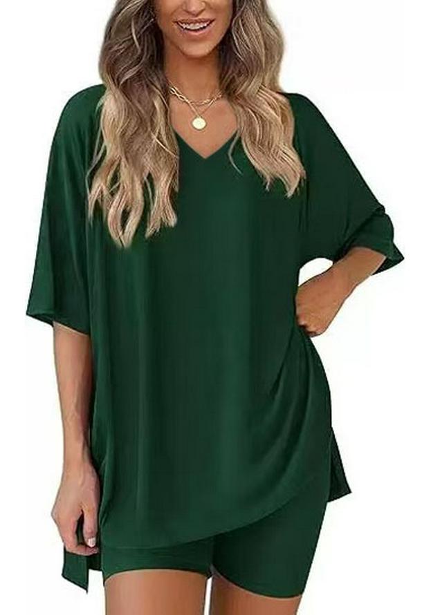 Women's Casual V-neck T-shirt & Shorts Homewear Set, 2026 Collection: Comfortable and Stylish 
