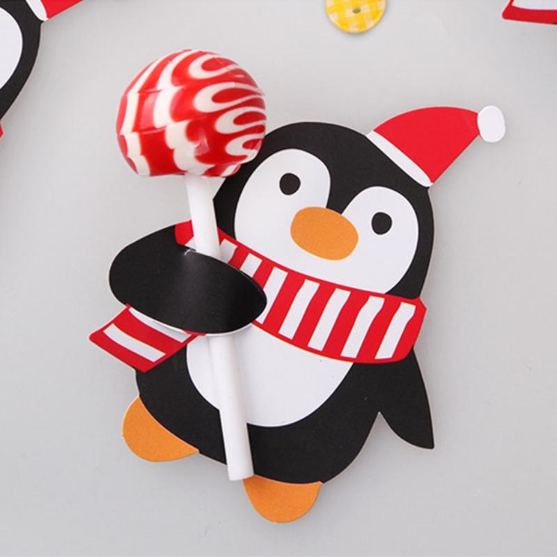 

5Packs Christmas Candy Gift Wrap Christmas Lollipop Paper Card Holder Santa Penguin Candy Gift Wrap New Year Party Supplies 1 pack