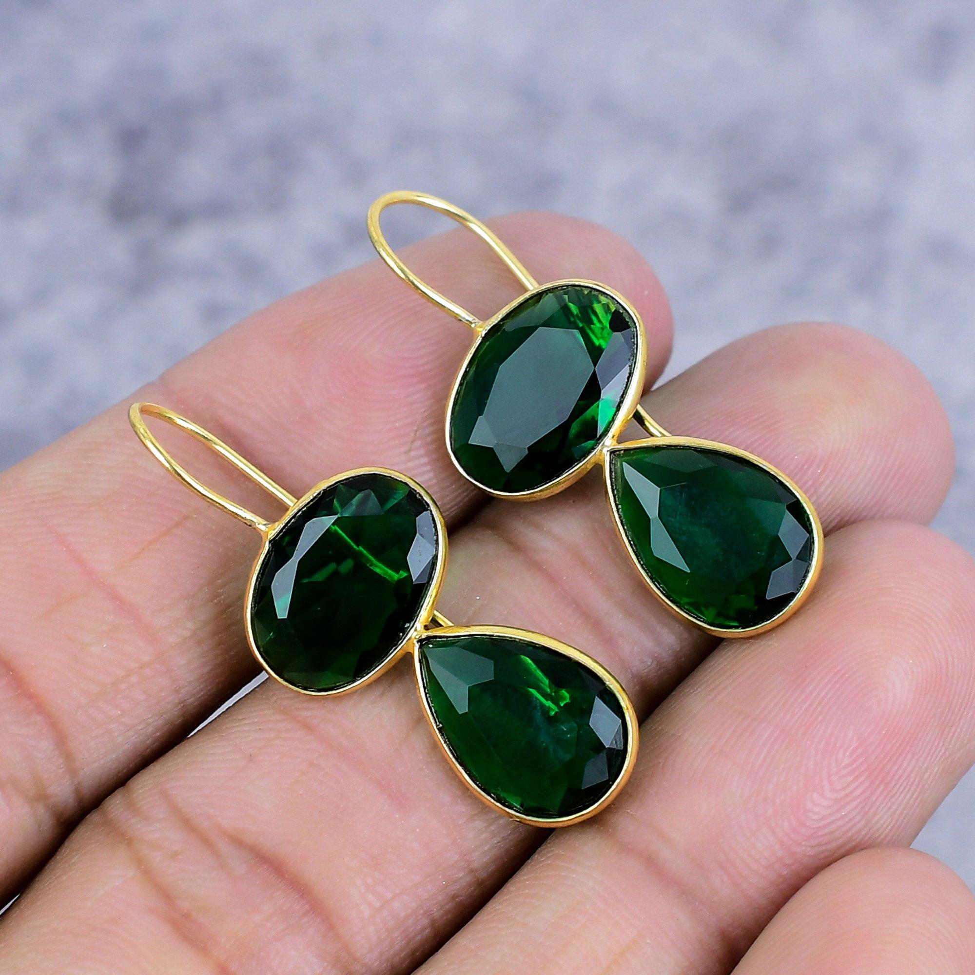 

Chrome Diopside Gemstone Handmade 925 Sterling Silver Jewelry Earring 1.46 M-2635