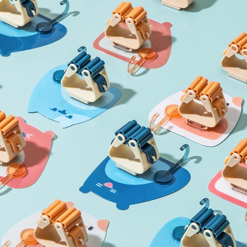 Bubble Bear Mop Rack, Broom Stand, Hook, Strong, Seamless, Non-perforating Mop Clamp, Mop Clamp, Nail-free Storage
