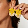 Floral Earrings Yellow Red White Blue Zinc Alloy Drop Oil Finish Statement Beach Vacation Photo Styling