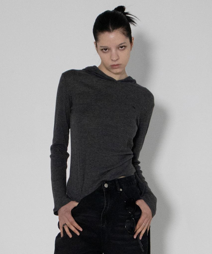 CHICKS Side Point Hood Long Sleeve Charcoal