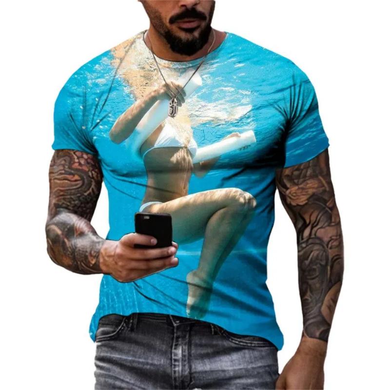 Летняя хип-хоп красота плавание горячая распродажа окрашенная мужская футболка креативная — фото 8