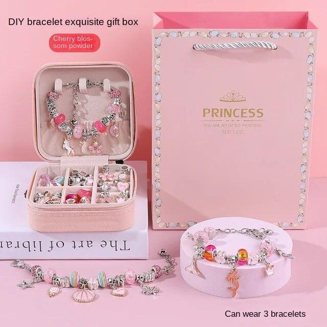 Diy Handmade Plaything Girl Bracelet Handmade Beaded Diy Material Wear Bead Necklace Girl Kids Birthday Plaything Present