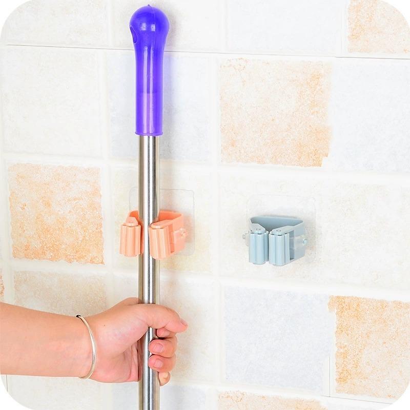 Mop Holder Wall Mounted Mop Organizer Brush Holder Broom Hanger Storage Rack Kitchen Hanger Clip Seamless Mop Hook