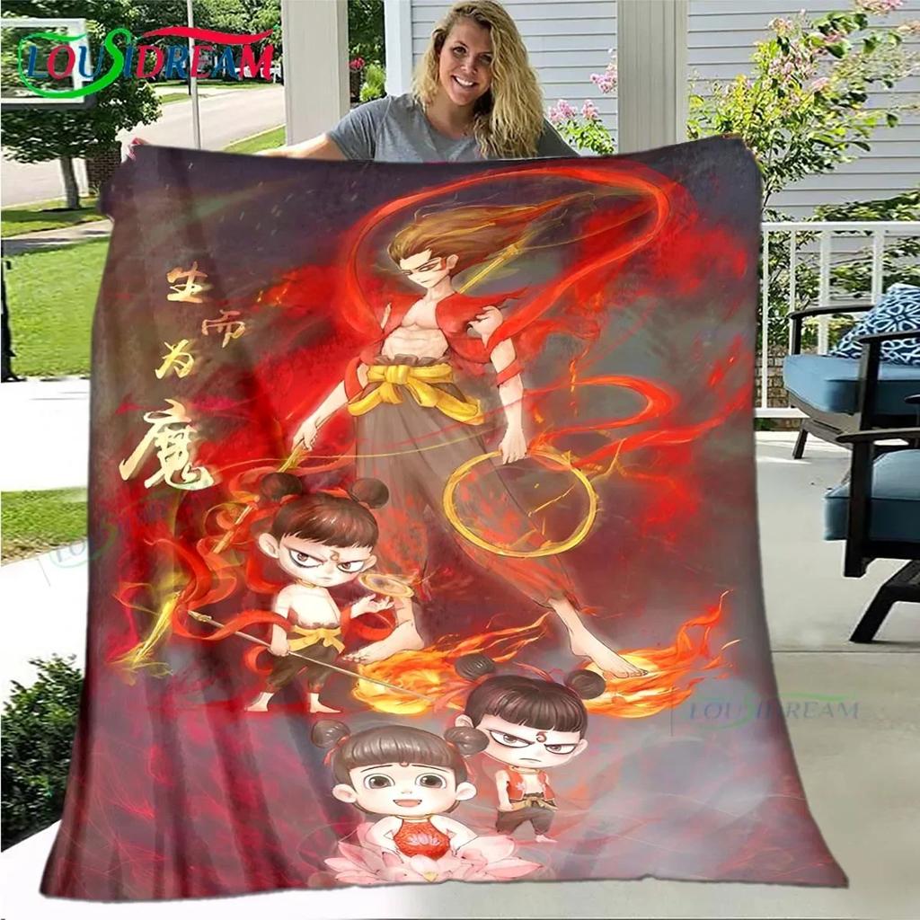 Famous Film Role Nezha Printed Soft Blanket Living Room Bedroom Sofa Bed Blanket Gift Portable Picnic Blanket Luxury Gift