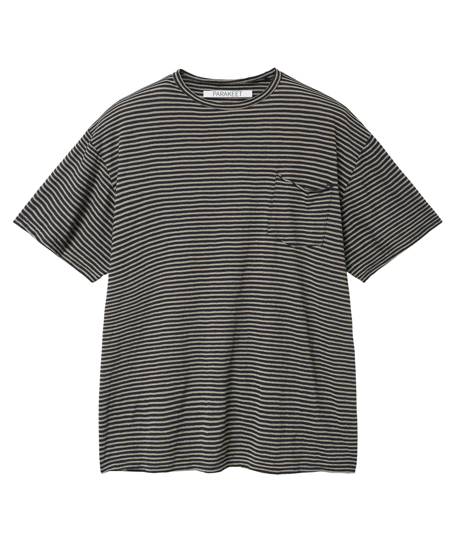 Parakeet Striped Washed Pocket Damage Tee (Black) Black/S